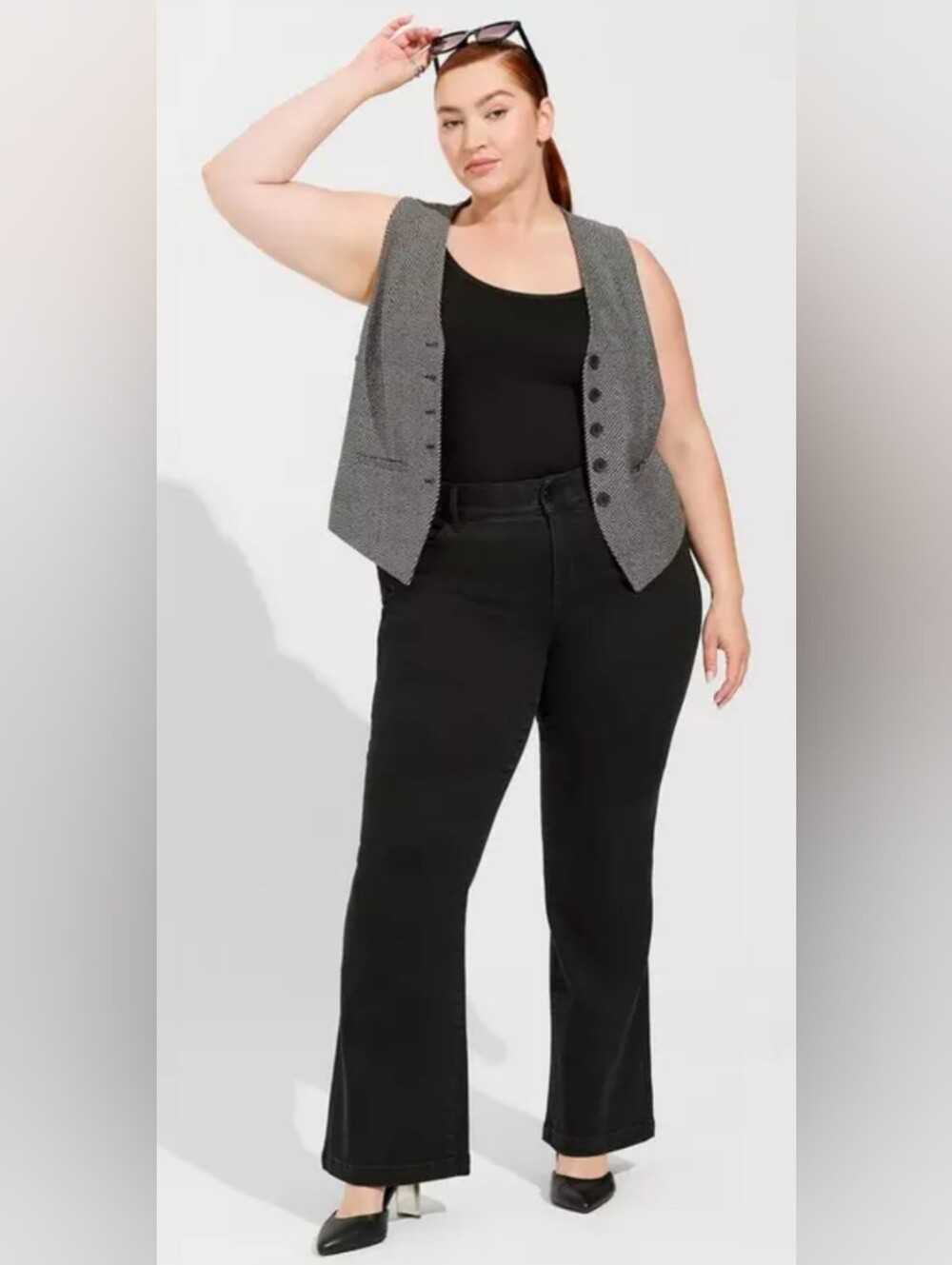 Torrid Studio Luxe Ponte Herringbone Tailored Vest Size 1 14/16